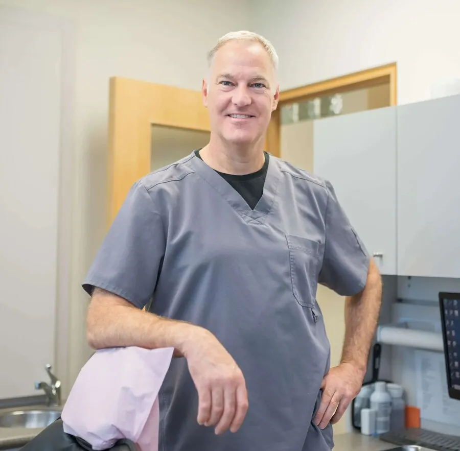 Dr. Dennis Dodds in a treatment room at Downtown Dental Centre.