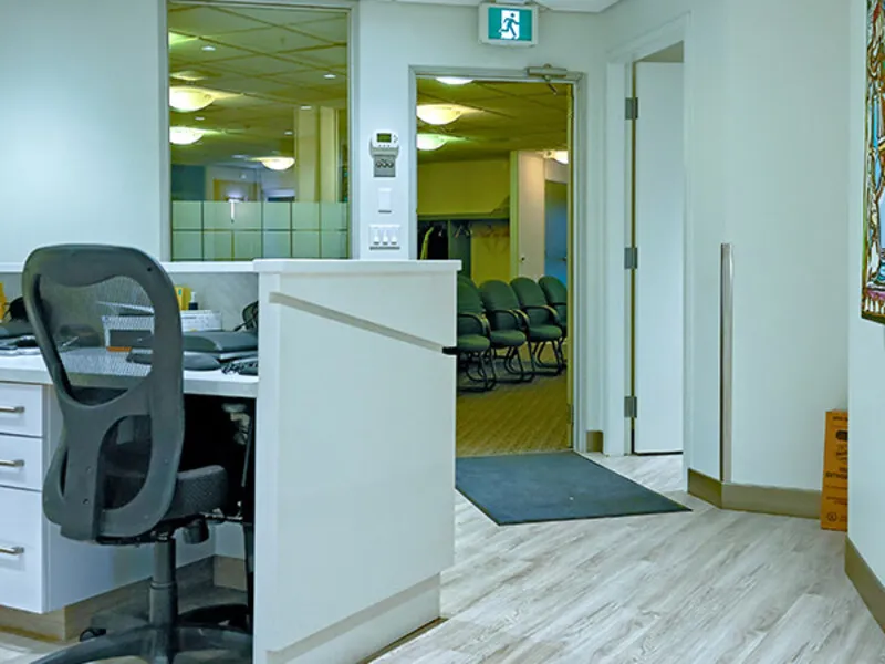 The front desk at Pasqua South Dental.