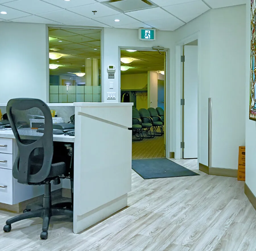 The front desk at Pasqua South Dental in Regina.